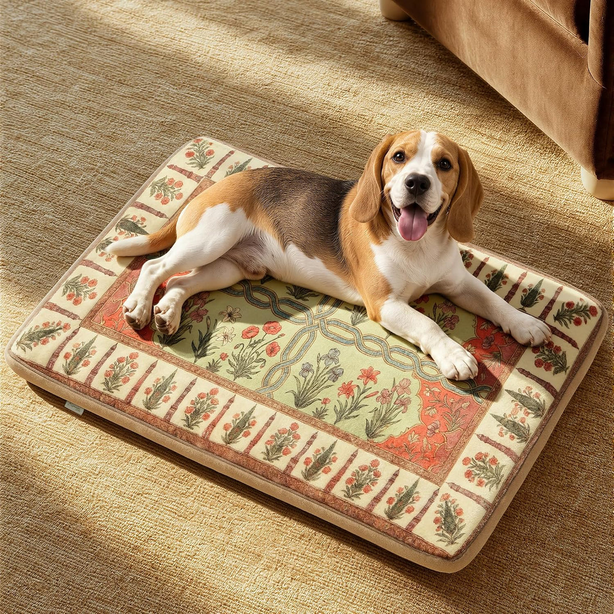 Exsnugy Dog Crate Pad,Boho Washable Dog Bed Mats for Medium Pets, 35X22