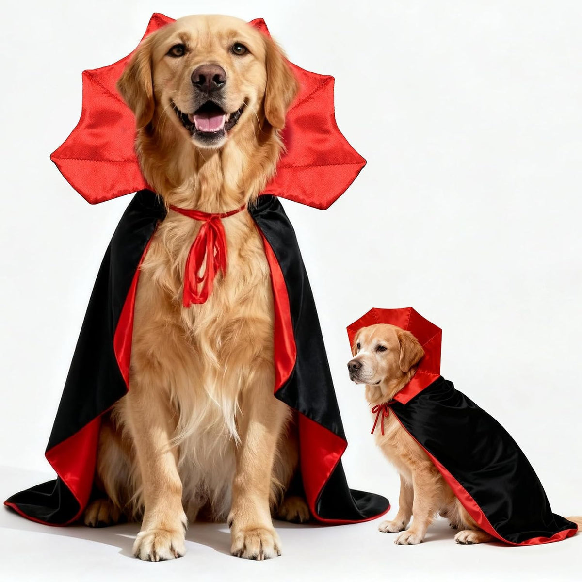 OLANRUN Dog Costumes - Dog Halloween Costumes Vampire Cloak, Wizard Outfit, Witch Cosplay Apparel Cape - Funny Party Dress up Halloween Pet Costume for Large Dogs (Black Red)