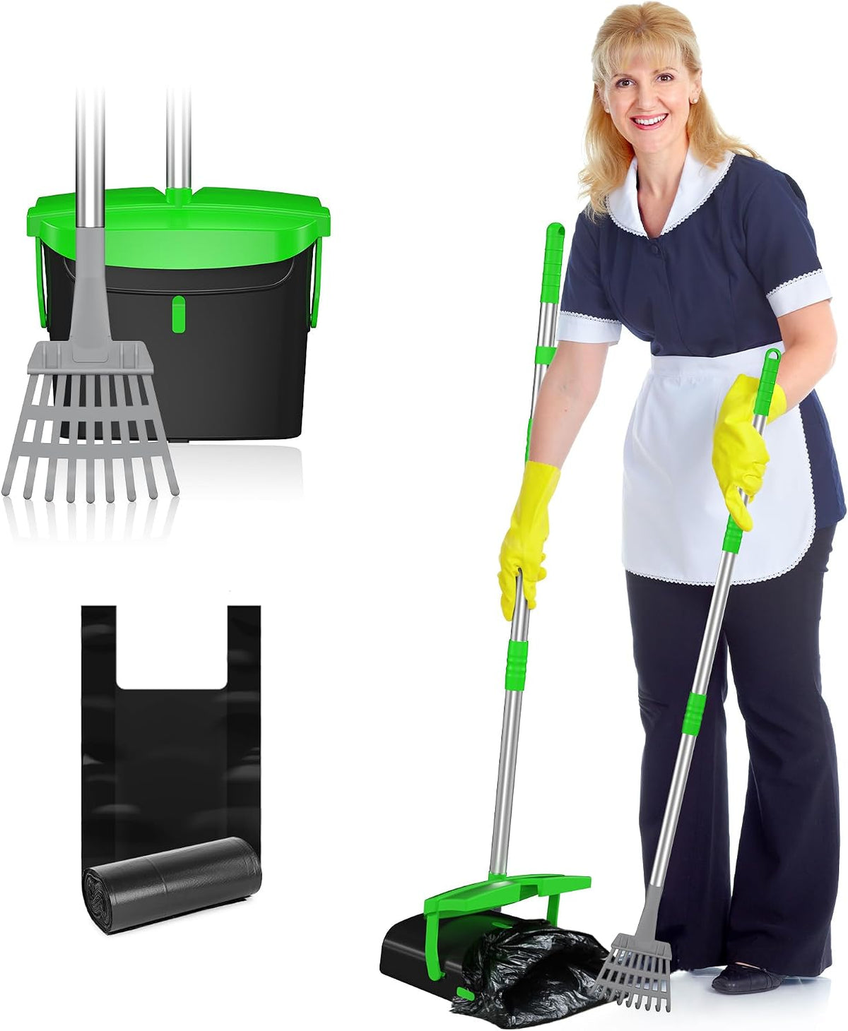 Eocnrhe Pooper Scooper with Bag Attachment, 50 Inches Long Handle Pooper Scooper, Poop Scooper for Dogs, Dog Poop Scooper for Yard, Pooper Scooper for Large Dogs Heavy Duty, Poop Scooper Bin & Rake