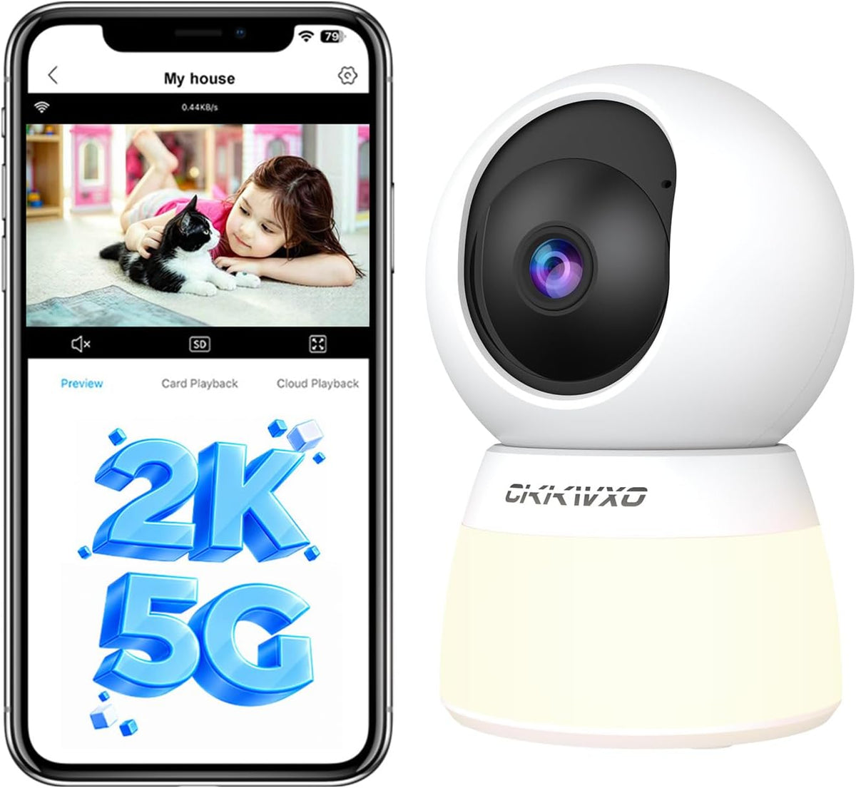 Indoor Security Camera,2K Home Security Camera with Night Light,5Ghz Wifi