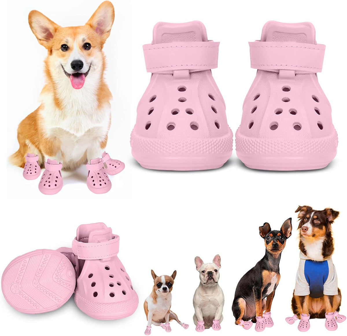 Dog Shoes for Medium Large Size, Breathable Dog Shoe for Hot Pavement, Dog Booties and Paw Protectors, Non-Slip Waterproof Dog Sandals Boots with Reflective for Rain, Summer, Hiking, Snow (Size 6)