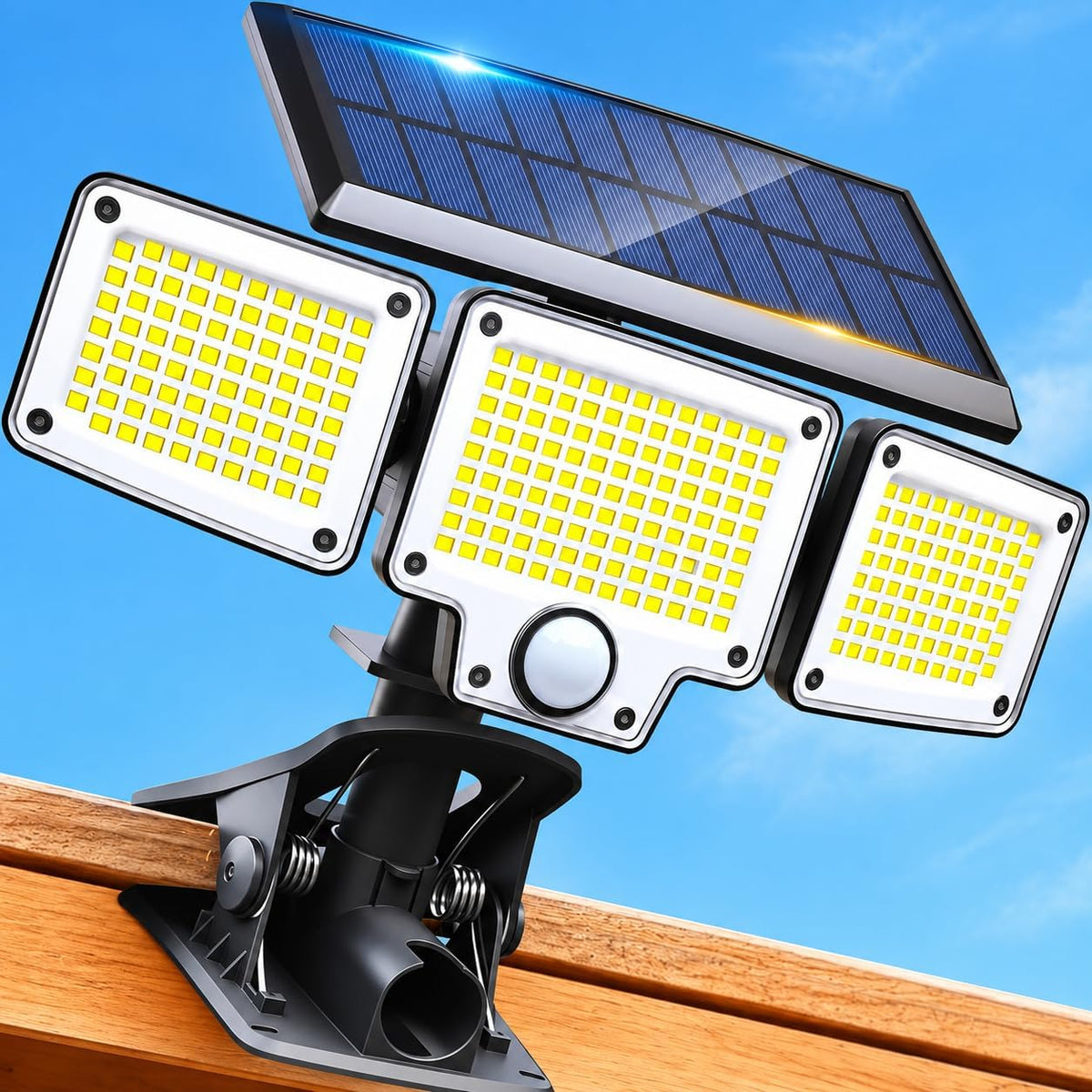 Clip on Solar Lights Outdoor,3000Mah Flood Lights with Motion Sensor,Remote