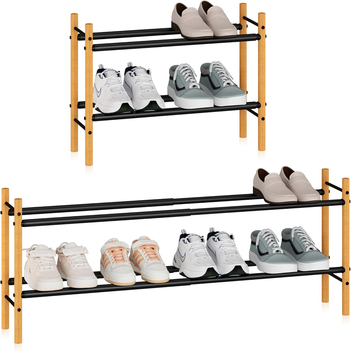 Storage MANIAC 2-Tier Expandable Metal Shoe Rack Closet Entryway Stackable