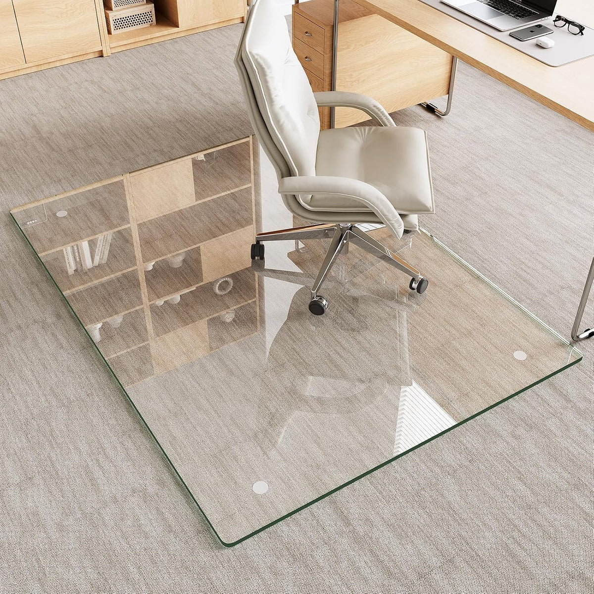 36" X 46" Tempered Glass Chair Mat for Carpet & Hard Floors