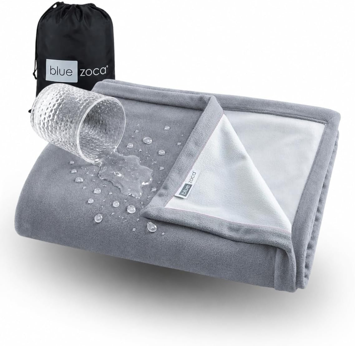Waterproof Blanket | Machine Washable Dog Bed Cover | Waterproof Pet Blanket for Couch, Bed & Car | Cat & Dog Blankets for Large Dogs, Pets & Adults | Travel Size - 65X50In Gray