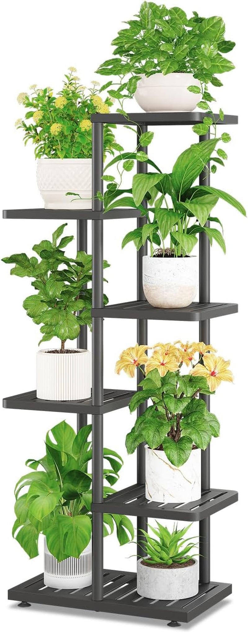Idavosic.Ly Plant Stand Indoor Outdoor, 5-Tier Tall Metal Shelf, Black