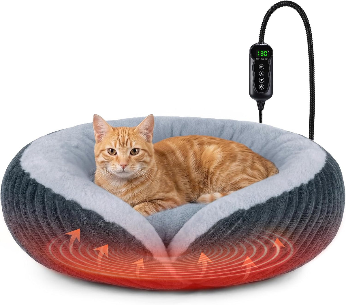 Tovve Heated Cat Beds for Indoor Cats and Small Dogs, Soft Donut Pet Bed