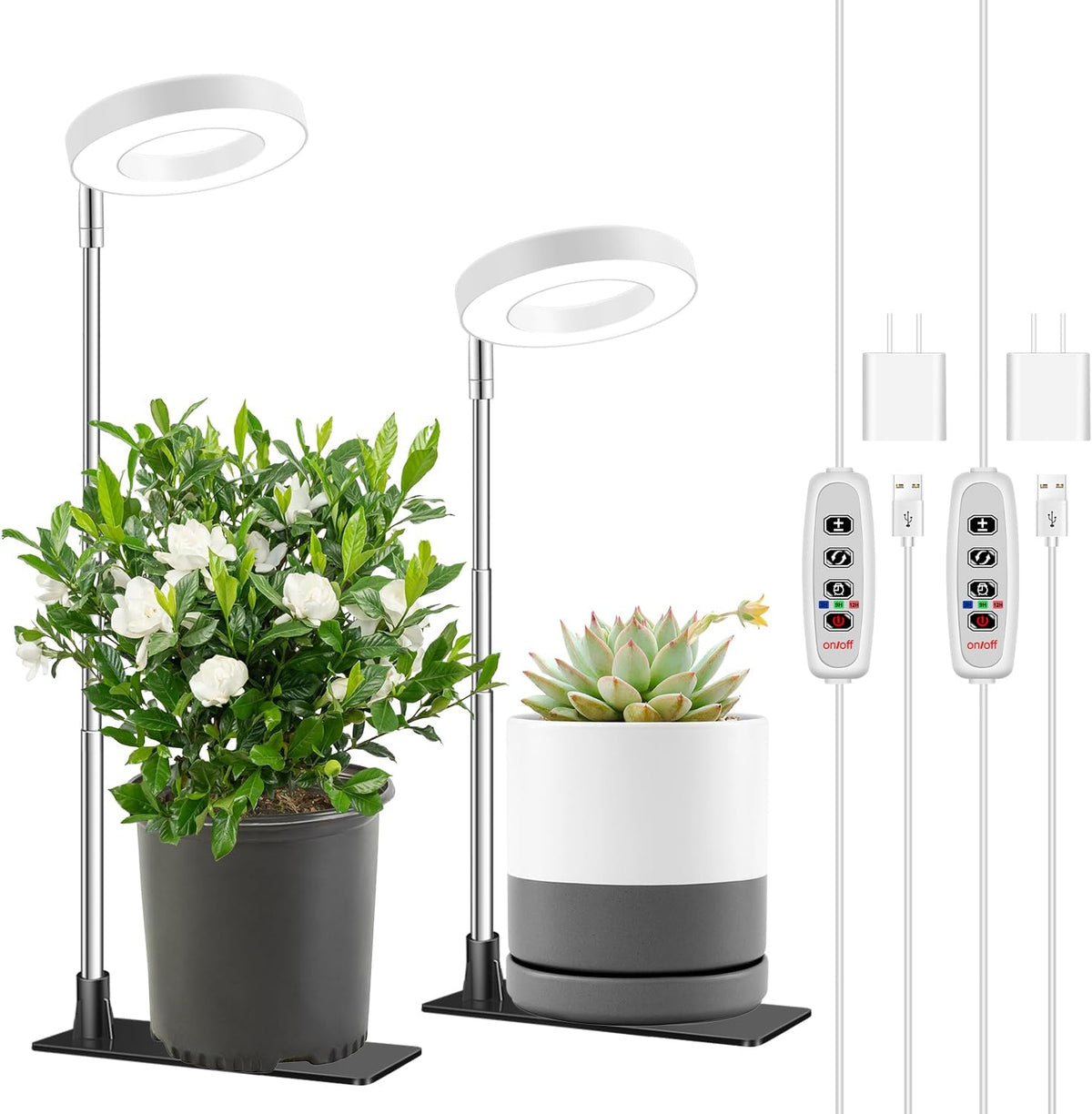 Aokrean Grow Lights for Indoor Plants, 3.5In Full Spectrum with Base 2 Pack