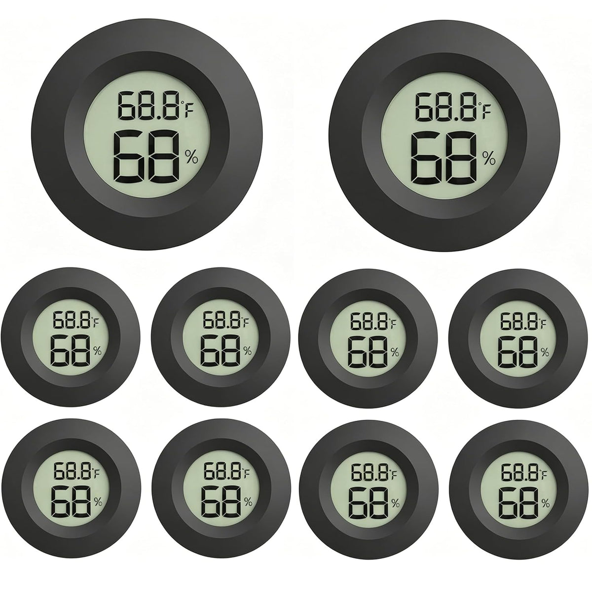 10 Pack Mini Digital Hygrometer Gauge Indoor Thermometer,Humidity Gauge LCD Monitor Temperature Outdoor Humidity Meter for Greenhouse Jars Incubators Guitar Case (10)