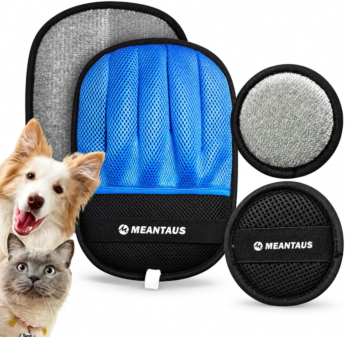 Pet Hair Remover Glove with Self-Cleaning Pad, Reusable Electrostatic Hair Removal Tool for Dogs & Cats, Removes Fur from Couch, Furniture, Clothing, Bedding & Car Seats