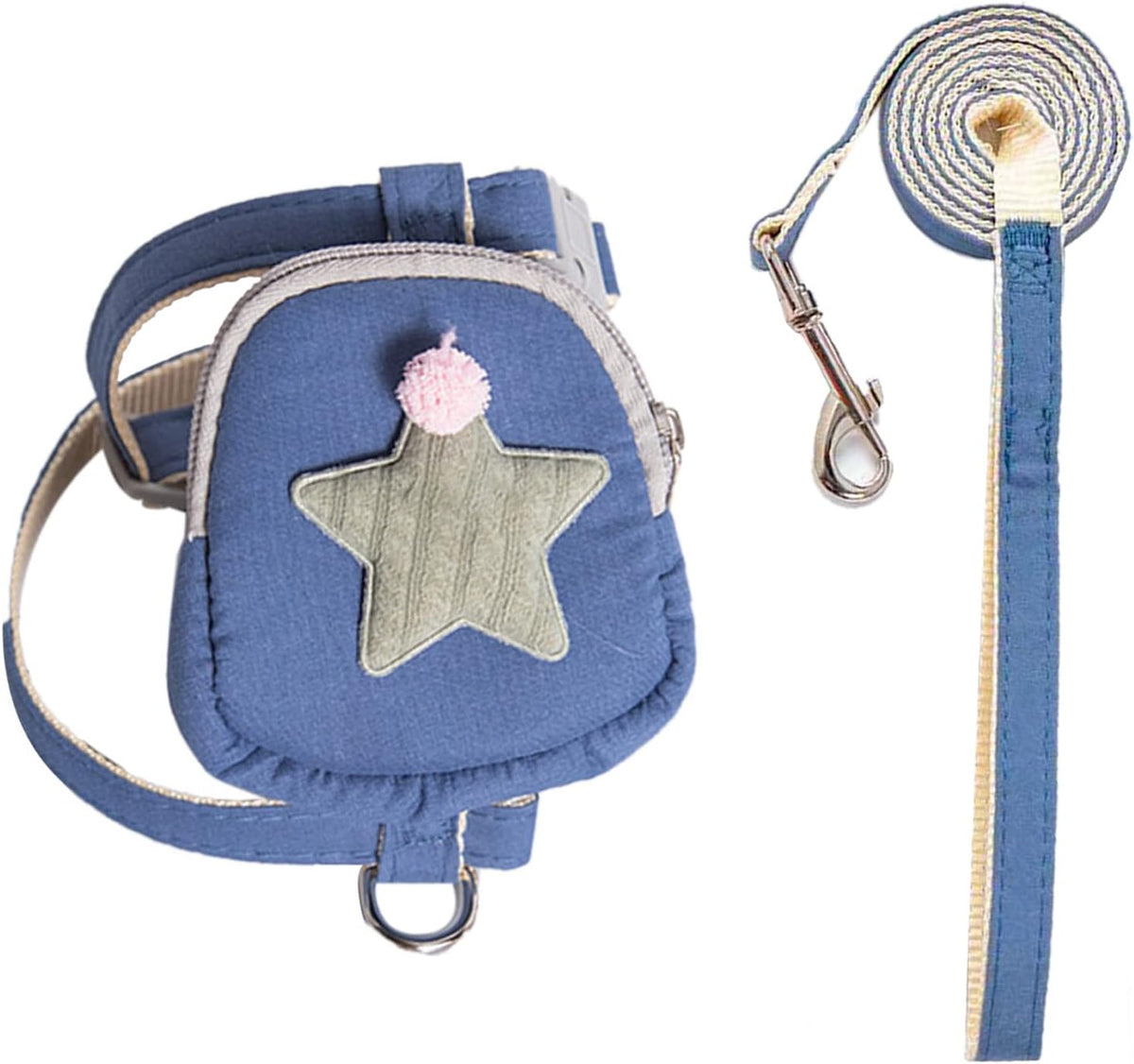 Zerodis Pet Harness Leash Set, Cute Backpack Cat Vest Belt Leash Snap Design Pet Harness Leash Comfortable and Breathable Dog Vest Leash Strong and Vest Harnesses (M (Recommended