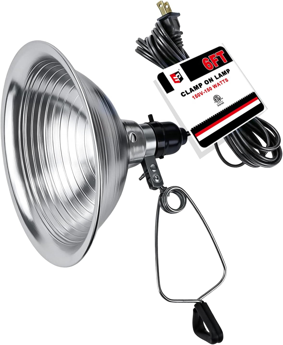 EP 18/2 6 FT Clamp Lamp Light with Detachable 8.5 Inch Aluminum Reflector