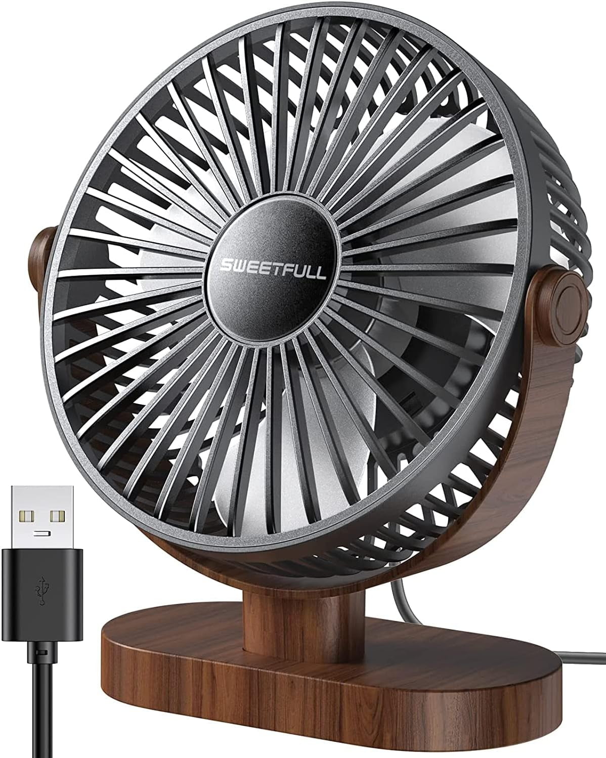 SWEETFULL Small USB Desk Fan, Desktop Table Fan, Quiet Office Mini - Black