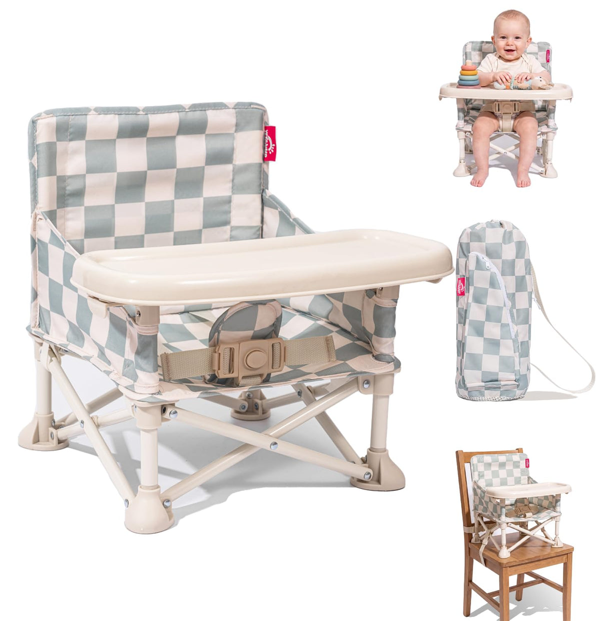 3-In-1 Portable Baby Chair, Foldable Travel Booster Seat, Anti-Tip