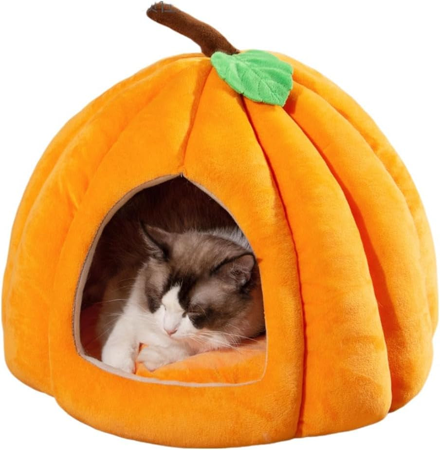 Cat Beds for Indoor Cats,Pumpkin Cat House,Cute Pumpkin Shape Cat Cave Bed