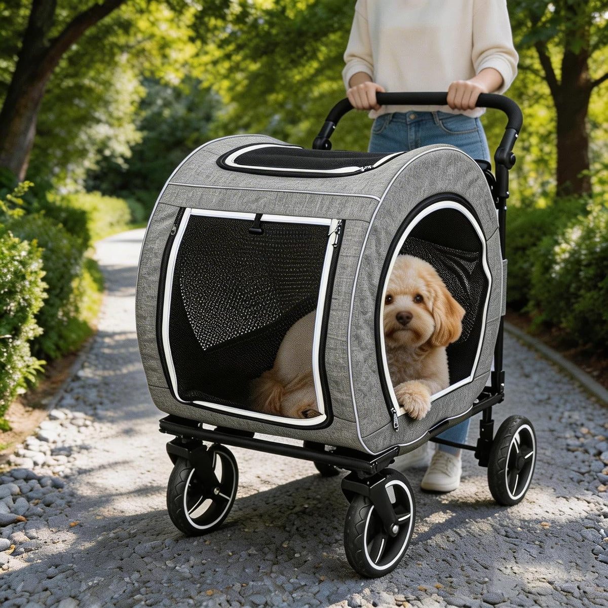 Folding Pet Stroller for Medium Small Dogs Cats