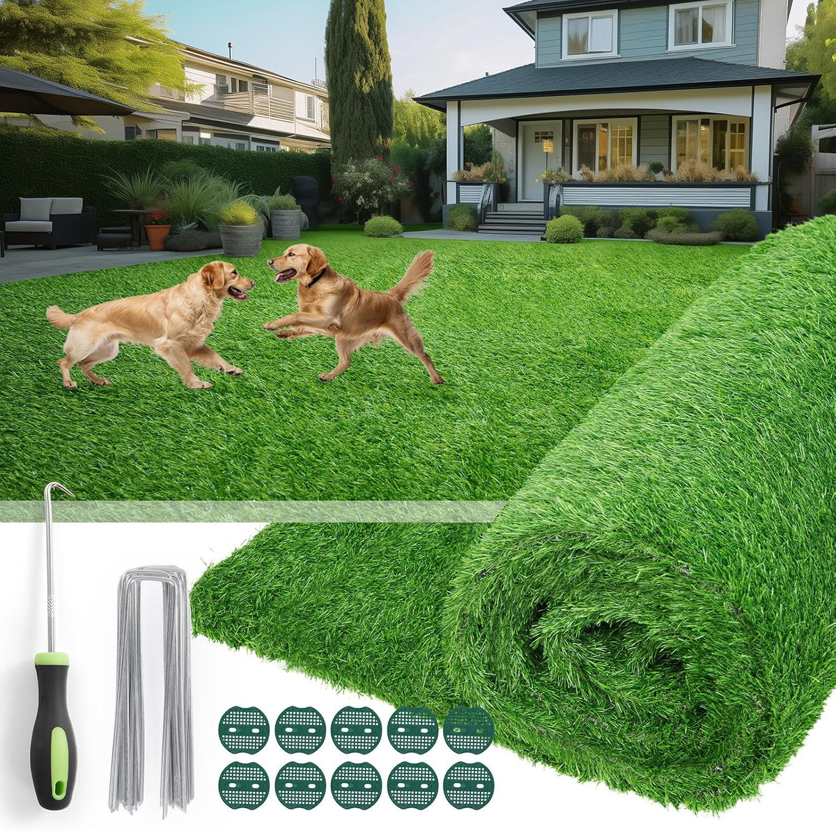 Artificial Turf Grass Outdoor, 3X5Ft Fake Grass with Drainage Holes