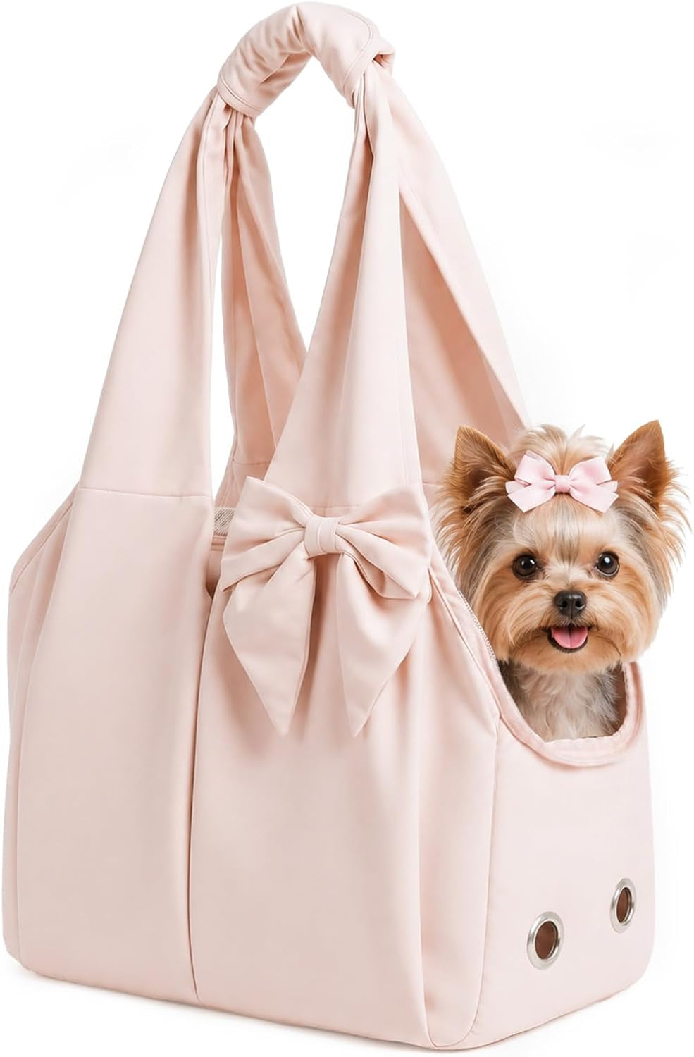 Fashion Dog Purse Carrier for Small Dogs and Cats, Soft-Sided Puppy Tote Bag up to 13Lbs, Lightweight Pet Carrier with 4 Pockets, Smart Zipper Lock, Pet Travel Bag for Travel Outdoor(Pink)