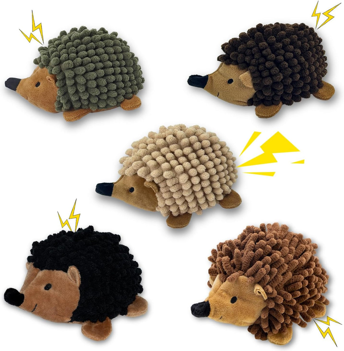 2-In-1 No-Stuffing Hedgehog Dog Toys 5 PCS, Squeaky Ball for Throwing Play