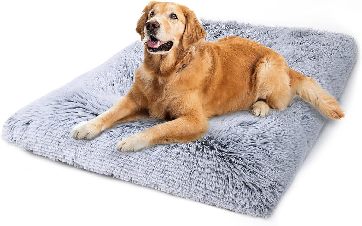Vonabem Dog Bed, Extra Large, Plush Soft Pet Beds for XL Dogs, Crate Pad, Washable, 41L X 27W X 2H Inches, 100 Lbs Capacity, Grey
