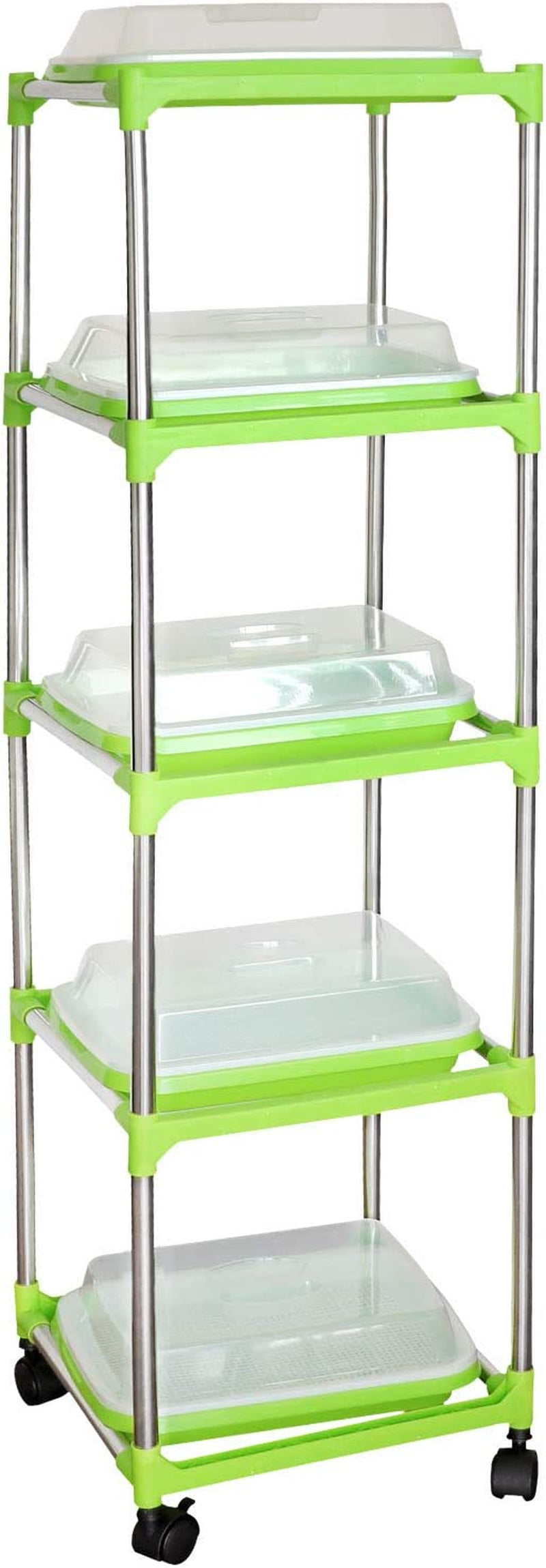 5 Layers Seed Sprouter Trays with Lids and Stainless Steel Shelf
