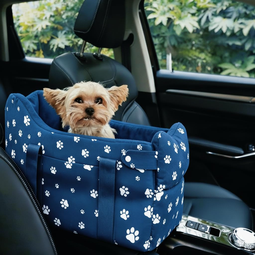 Dog Car Seat for Small Dogs 5-15 Lbs, Navy Blue