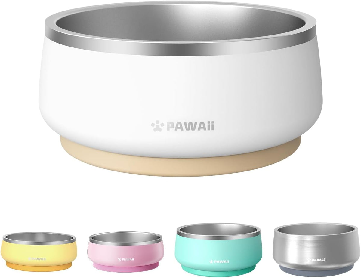 Pawaii Dog Bowl, 34 Oz Stainless Steel Food and Water Bowl, ID Tag, 1 Pack