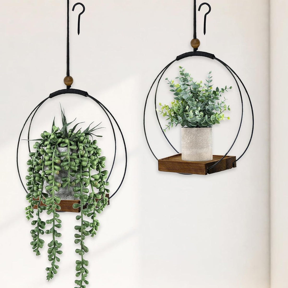 Adnkwolivt Hanging Planters for Indoor Plants - Plant Hanger Outdoor Pack of 2, Metal Plant Hanger Mid Century, Hanging Wall Ceiling Window, Gift for Mom, Plant Lovers, Housewarming