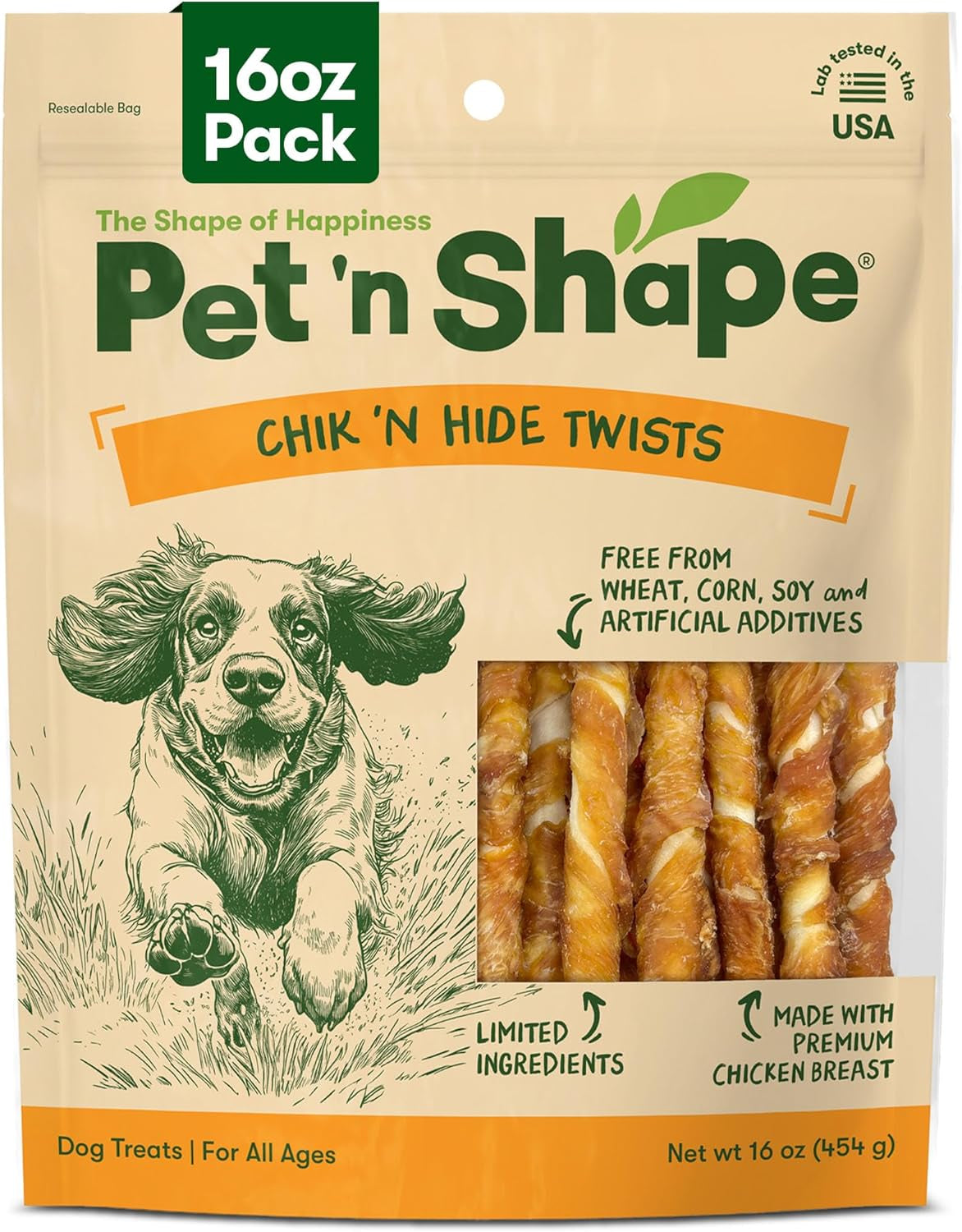 Pet 'N Shape Chik 'N Hide Twists, Chicken Wrapped Rawhide Dog Treats, 16 Oz