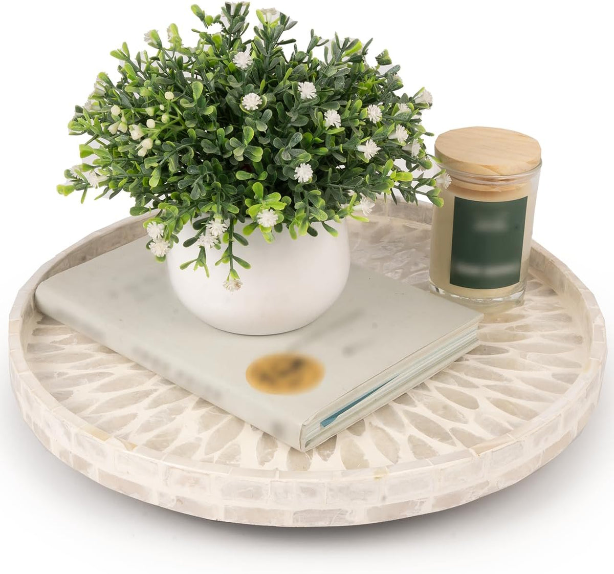Mother of Pearl Turntable Organizer - Table & Countertop, Cabinet & Pantry Lazy Susan (12.5 In)