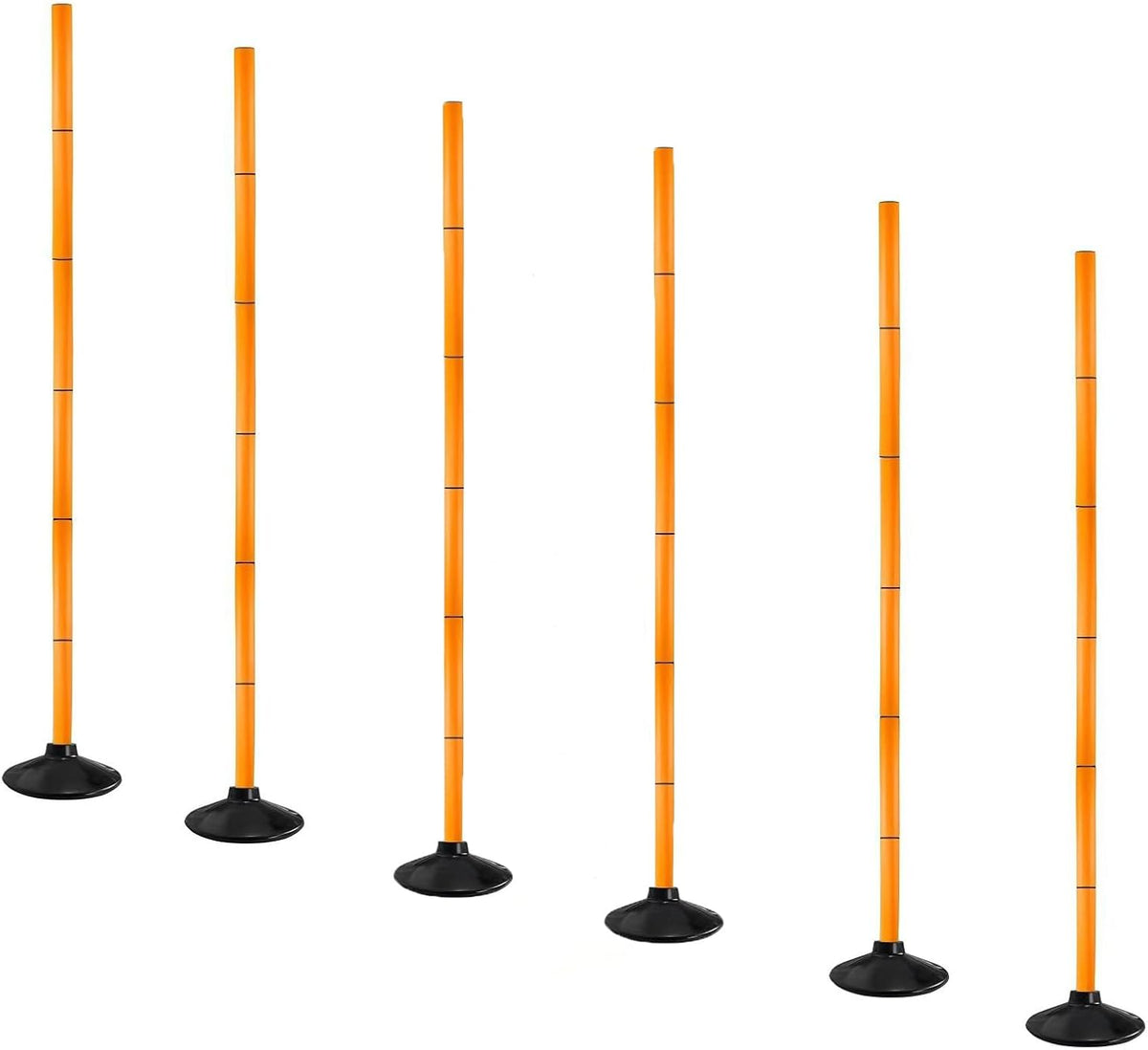6 FT Agility Poles 4/6-Pack with Rubber Bases