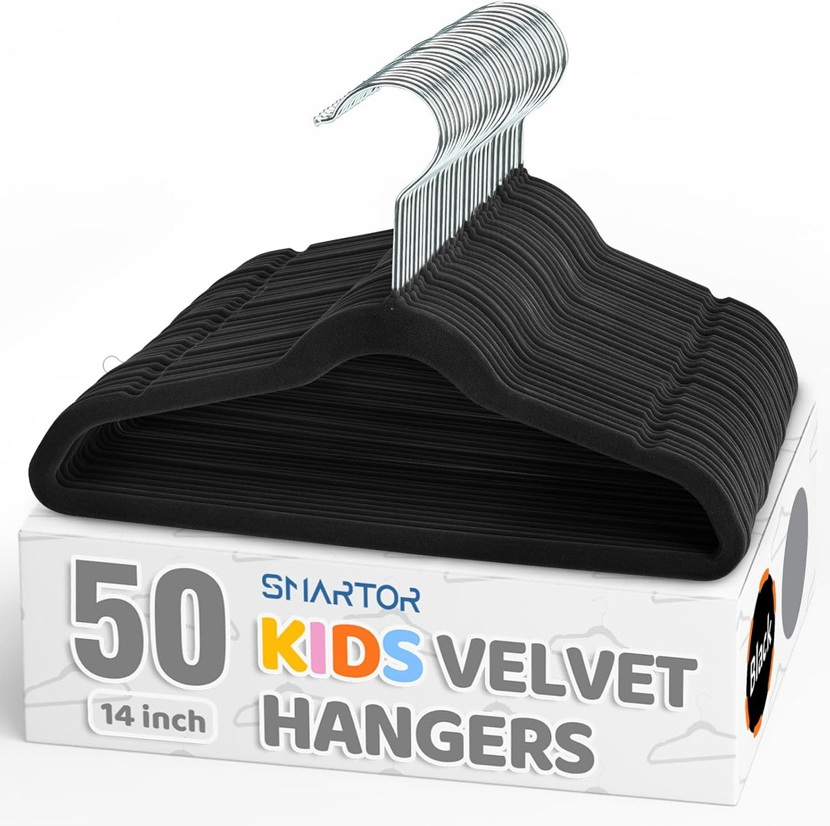 Smartor Premium 14 Inch Kids Hangers 50 Pack, Baby Velvet Hanger Non Slip
