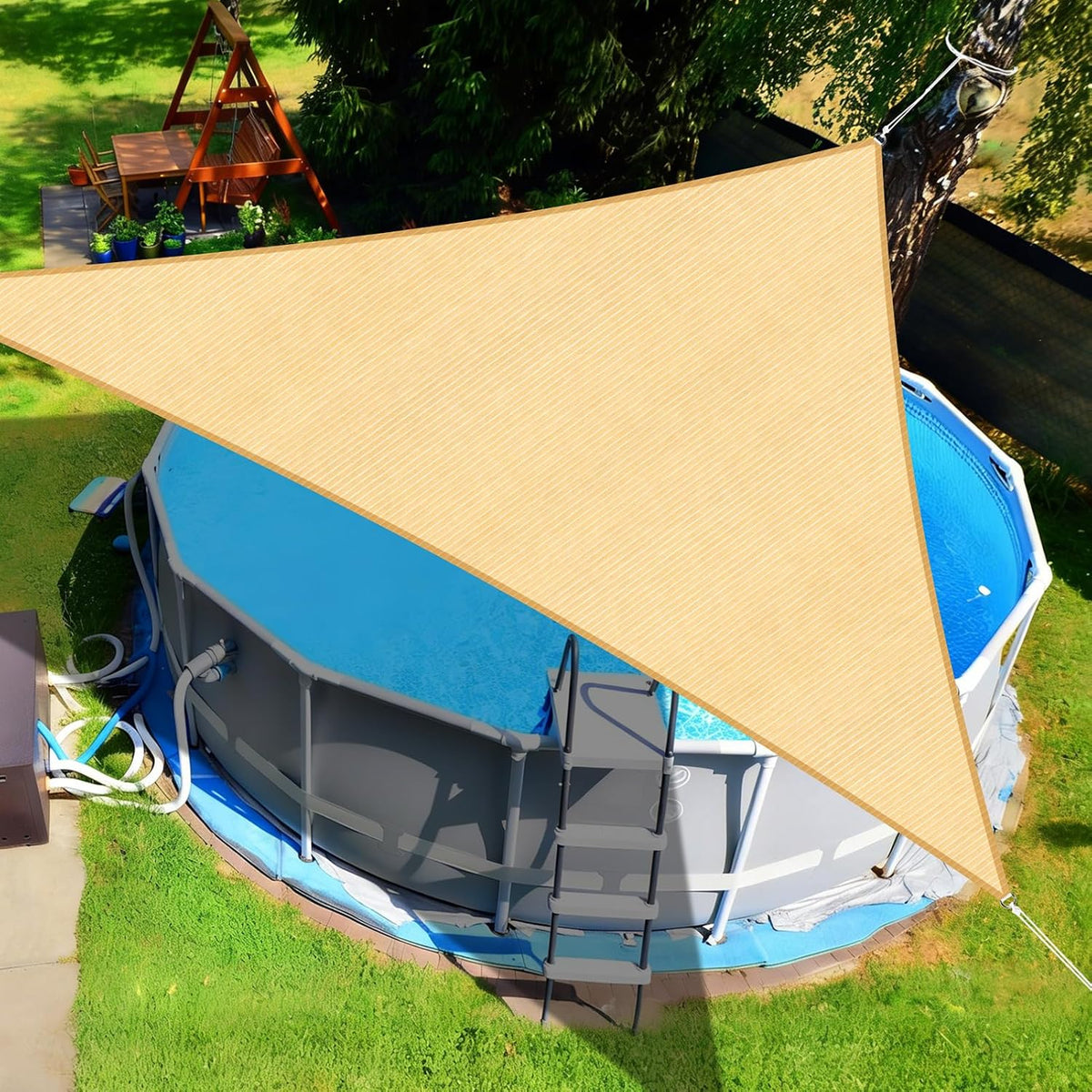 Above Ground Pool Sun Shade Sail, 13X13X13Ft, 95% Uv-Resistant Shade Cloth