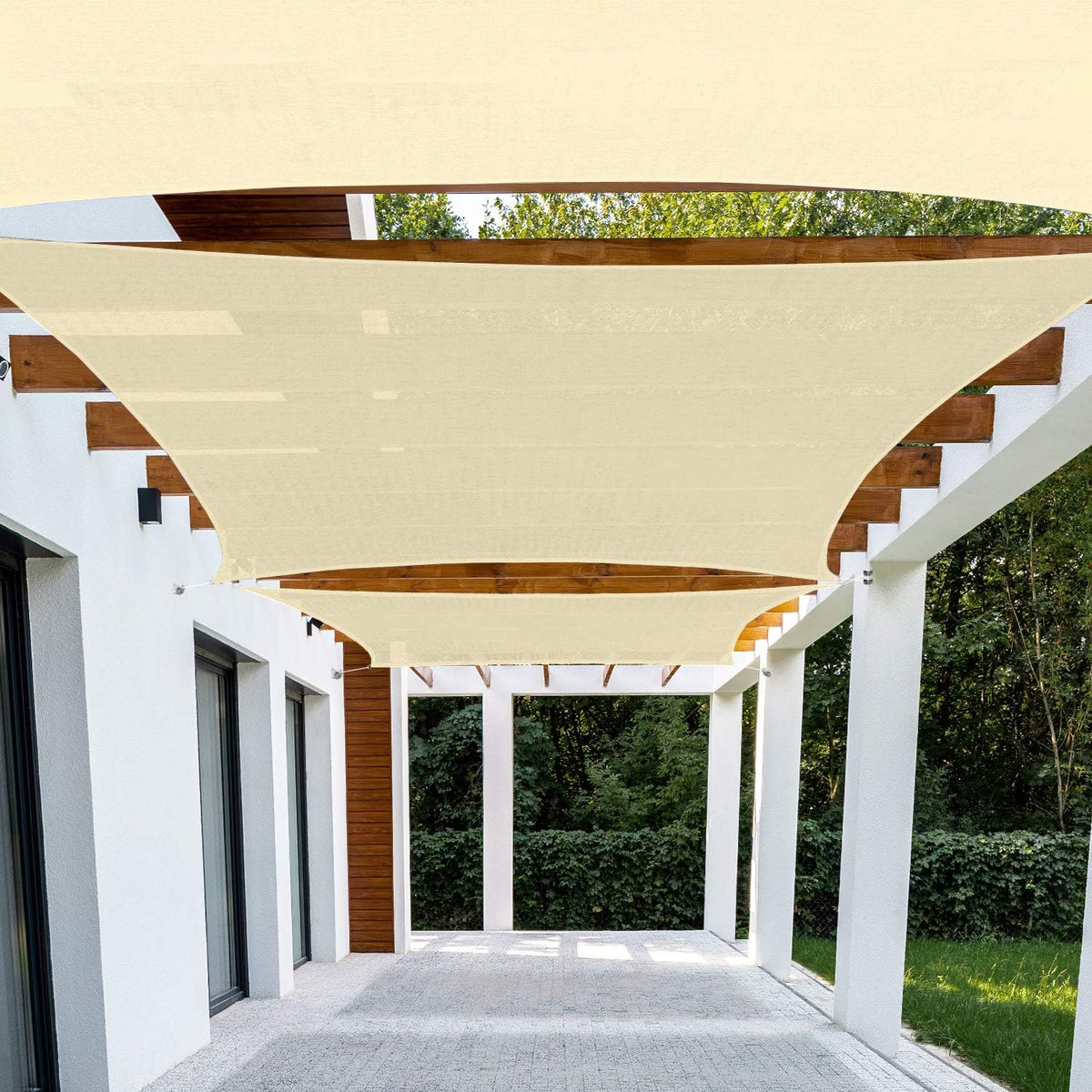 Patio Paradise 10' X 12' Sun Shade Sail Rectangle Canopy Patio Cover Sunlight Block Awning Heavy Duty Commercial Grade for Backyard Lawn Garden Outdoor Activities, Beige
