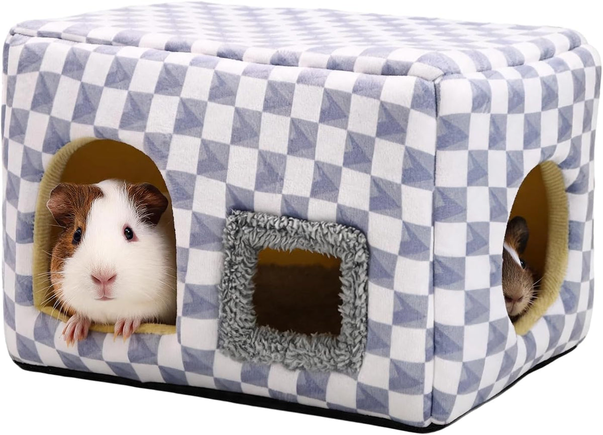 Guinea Pig Hideout, Washable Guinea Pig House, Gray Checkered