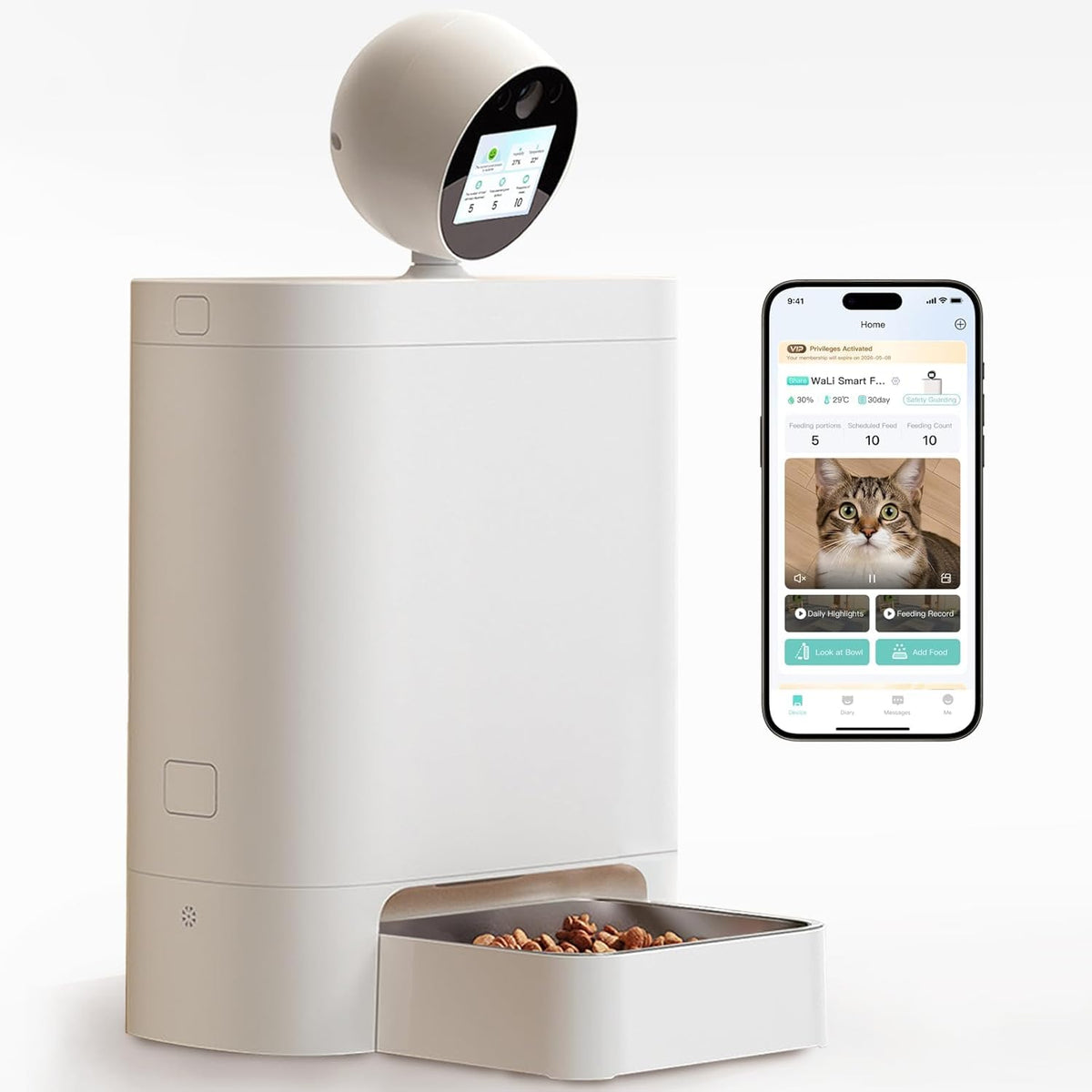Automatic Cat Feeder, 2K Camera, 5G Wifi, Timed Dispenser for Cats & Dogs