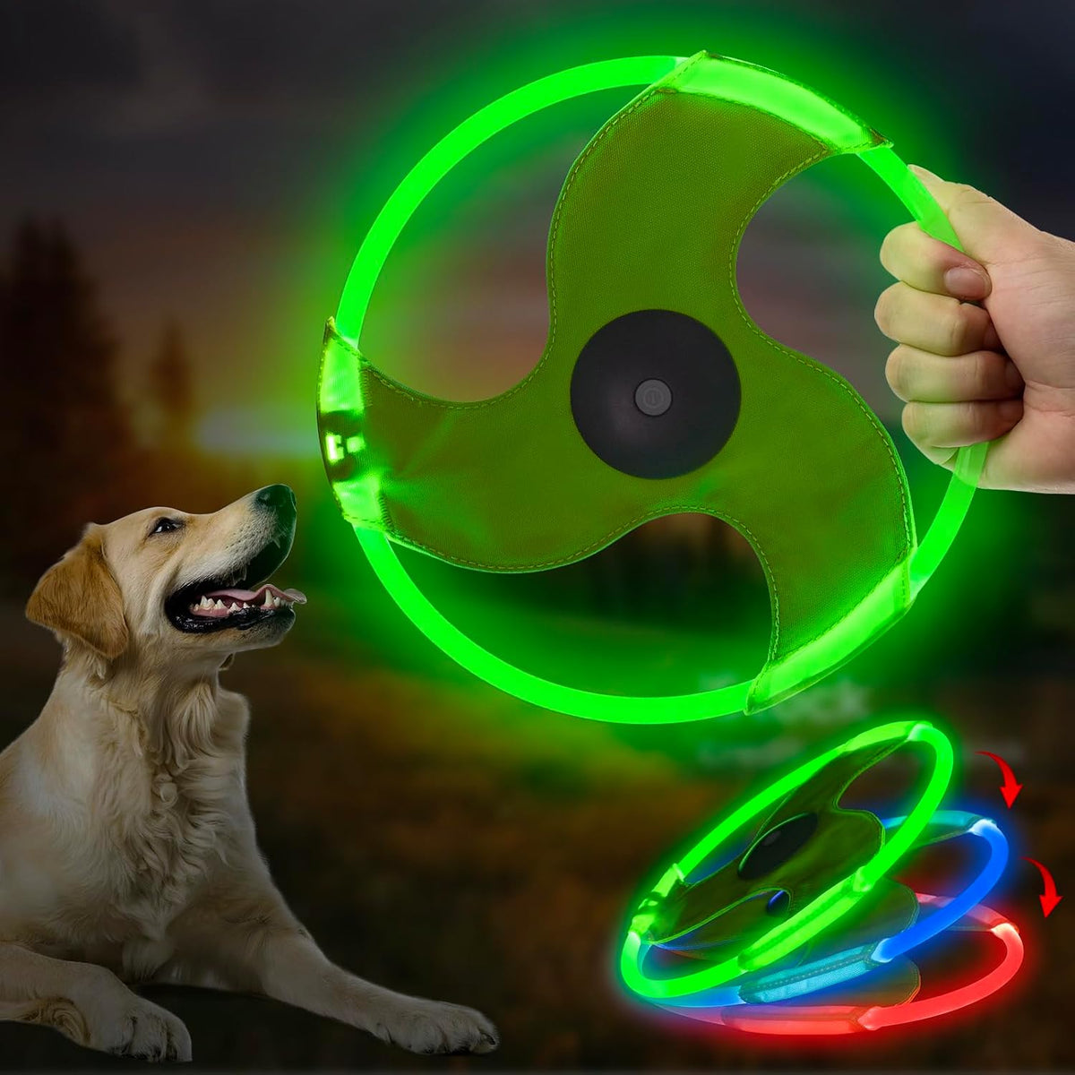 LED Dog Flying Disc, Rechargeable Glow in the Dark Pet Toy for Training