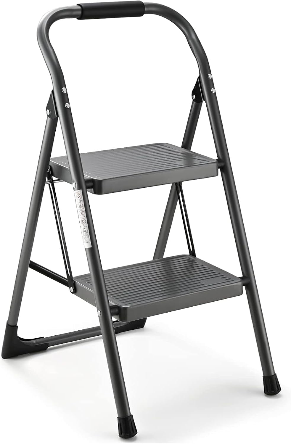 Step Stool for Adults,2 Step Ladder Folding 330Lbs anti Slip Step Stool,Foldable Ergonomic 2 Steel Stool with Wide Pedal for Home, Kitchen, Office (Gray)