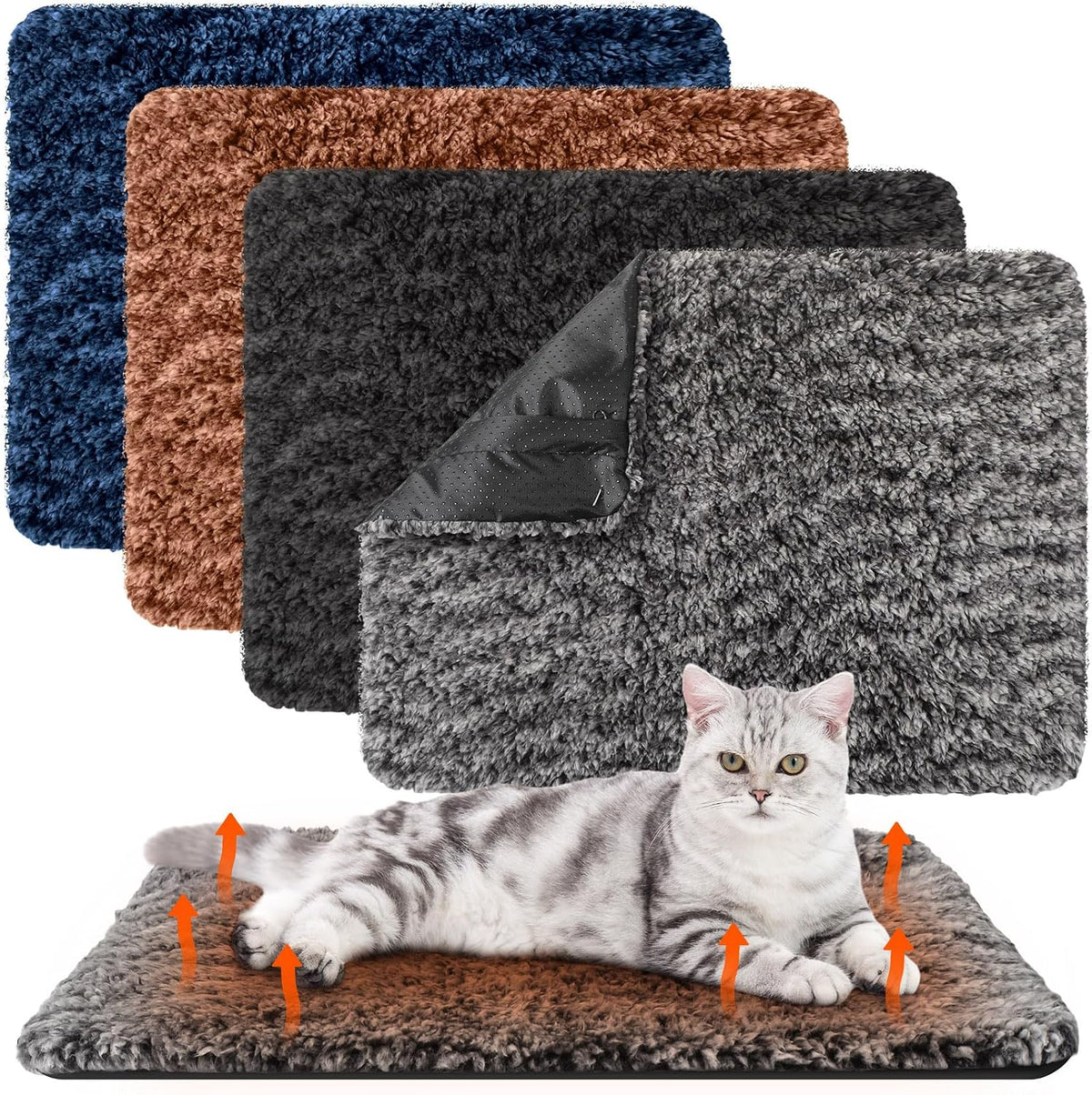 Drydiet 4 Pack Self Warming Cat Mat for Pets, 16 X 20 Inch, Mix, Solid