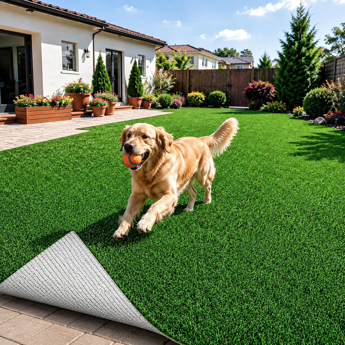 Artificial Grass Turf Rug 5X8 FT Outdoor Indoor Fake Grass Carpet Realistic Grass Turf Faux Lawn Pet-Friendly Area Rug Green Grass Rug Ideal for Patio, Balcony, Garden, Backyard, Photo Shoot Backdrop