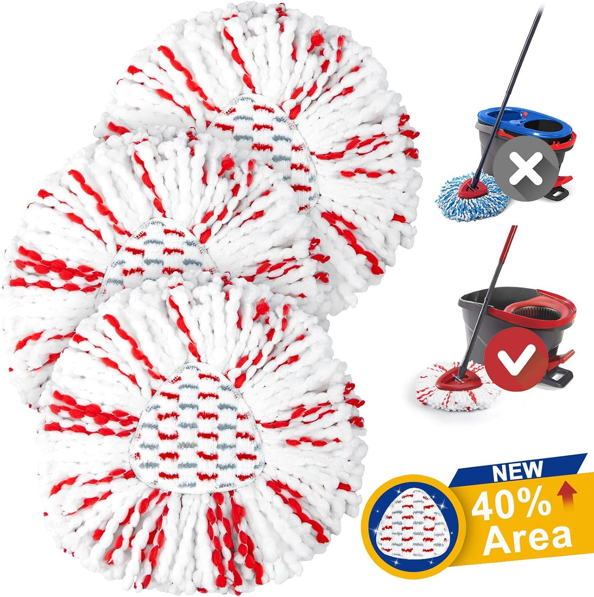 Spin Mop Replacement Heads for O-Cedar Easywring 1-Tank Mop Refill, 3-Pack