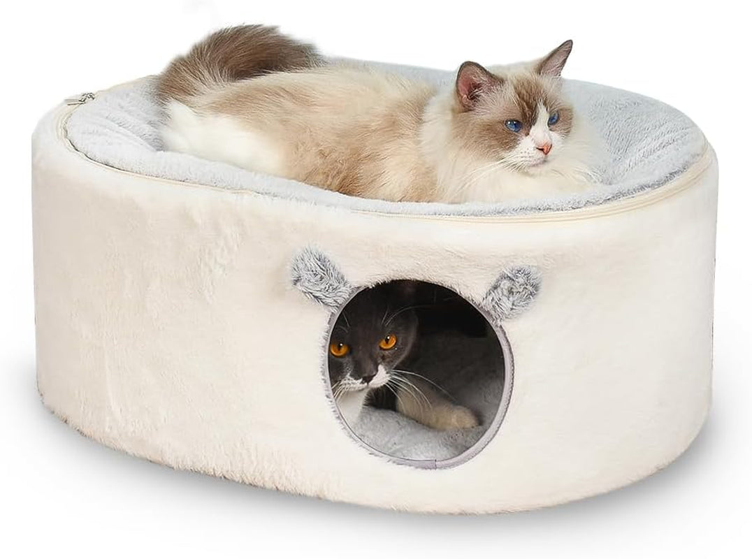 Zoratoo Enclosed Cat House for Indoor Cats, Pet Cave with Washable Cover