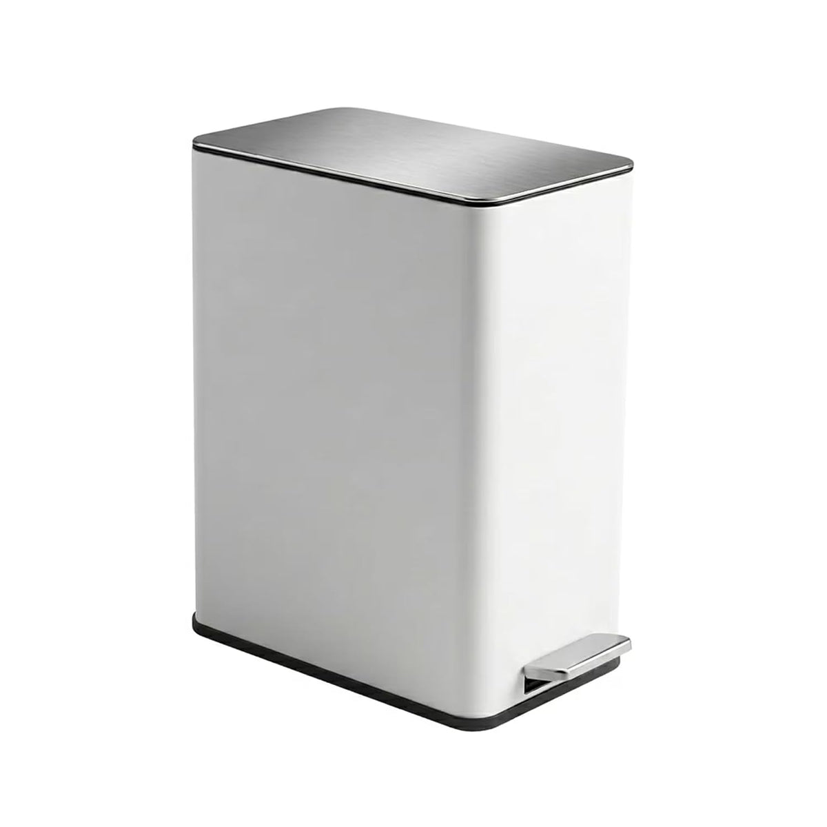 4 Gallon Step Trash Can, Rectangular Bathroom Garbage Can, White