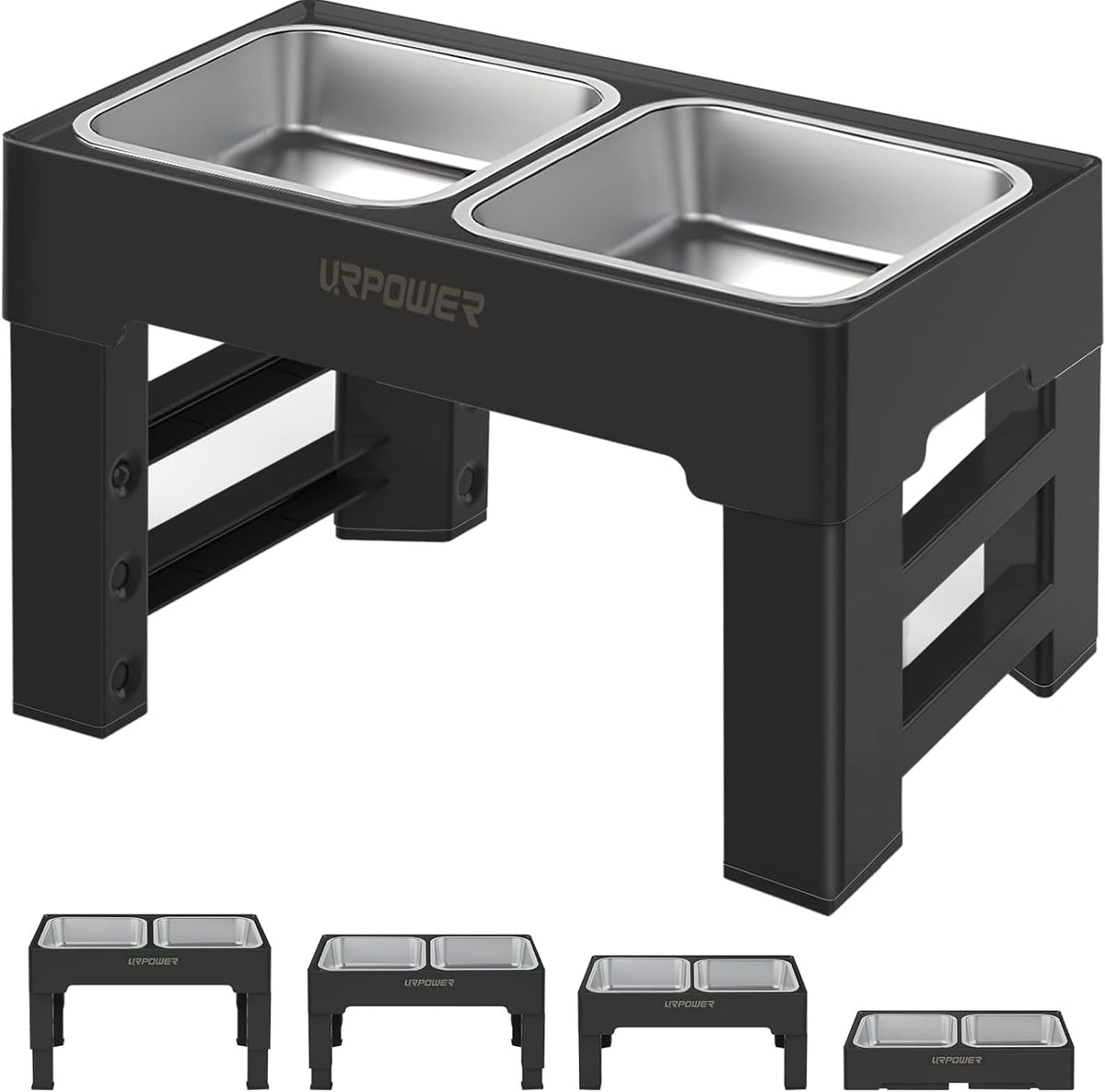 URPOWER Raised Dog Bowls 4 Height Adjustable Elevated Bowl Stand