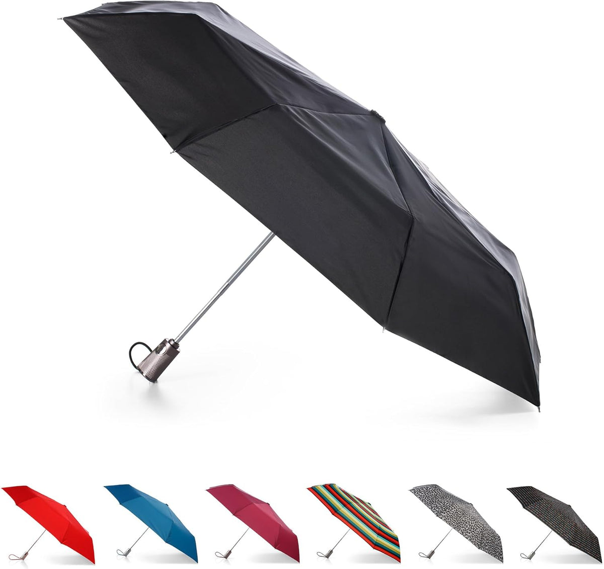 Totes Titan Portable Travel Umbrella – Windproof, Waterproof, Strong, Compact Umbrella – Perfect for the Car, Backpack, and On-The-Go