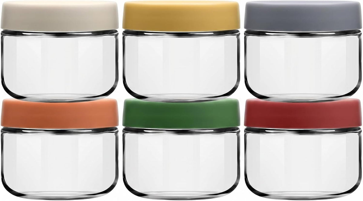 EONJOE 8 Oz Small Glass Containers with Lids, Food Storage Jars, 6Pk