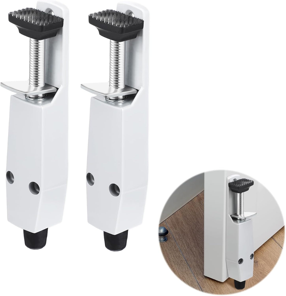 2 Packs Heavy Duty Spring Loaded Kickdown Door Stop, Gray