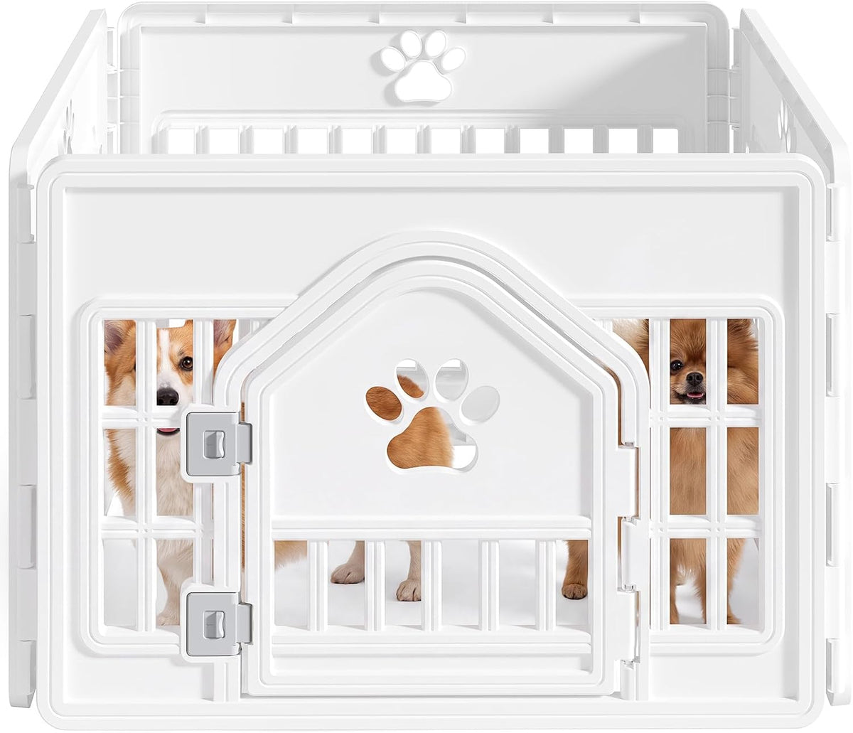DUMOS Dog Playpen, Plastic Indoor Pet Fence for Small Dogs 4 Panels 24 Inch