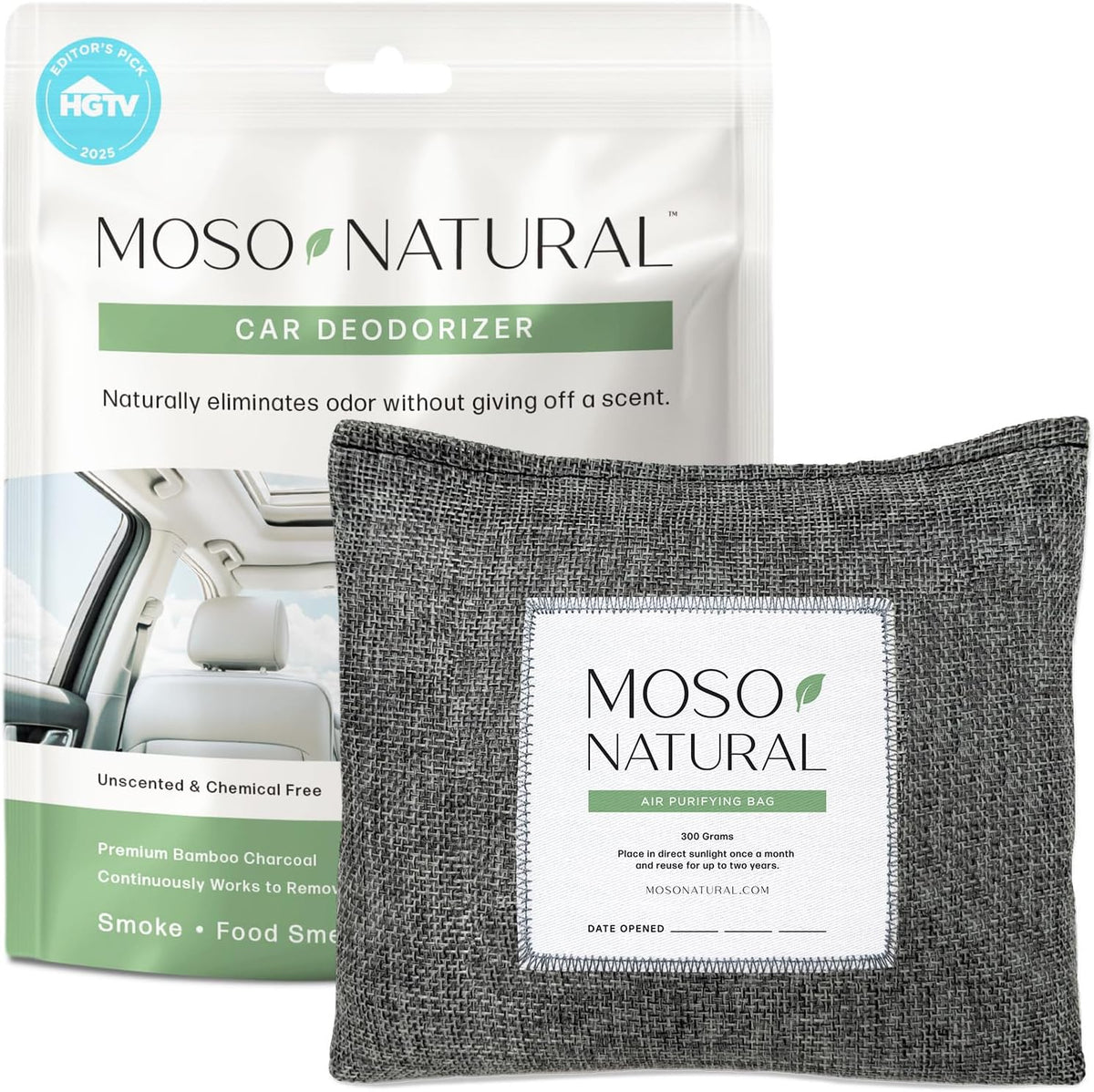 Moso Natural Car Odor Eliminator & Charcoal Odor Absorber