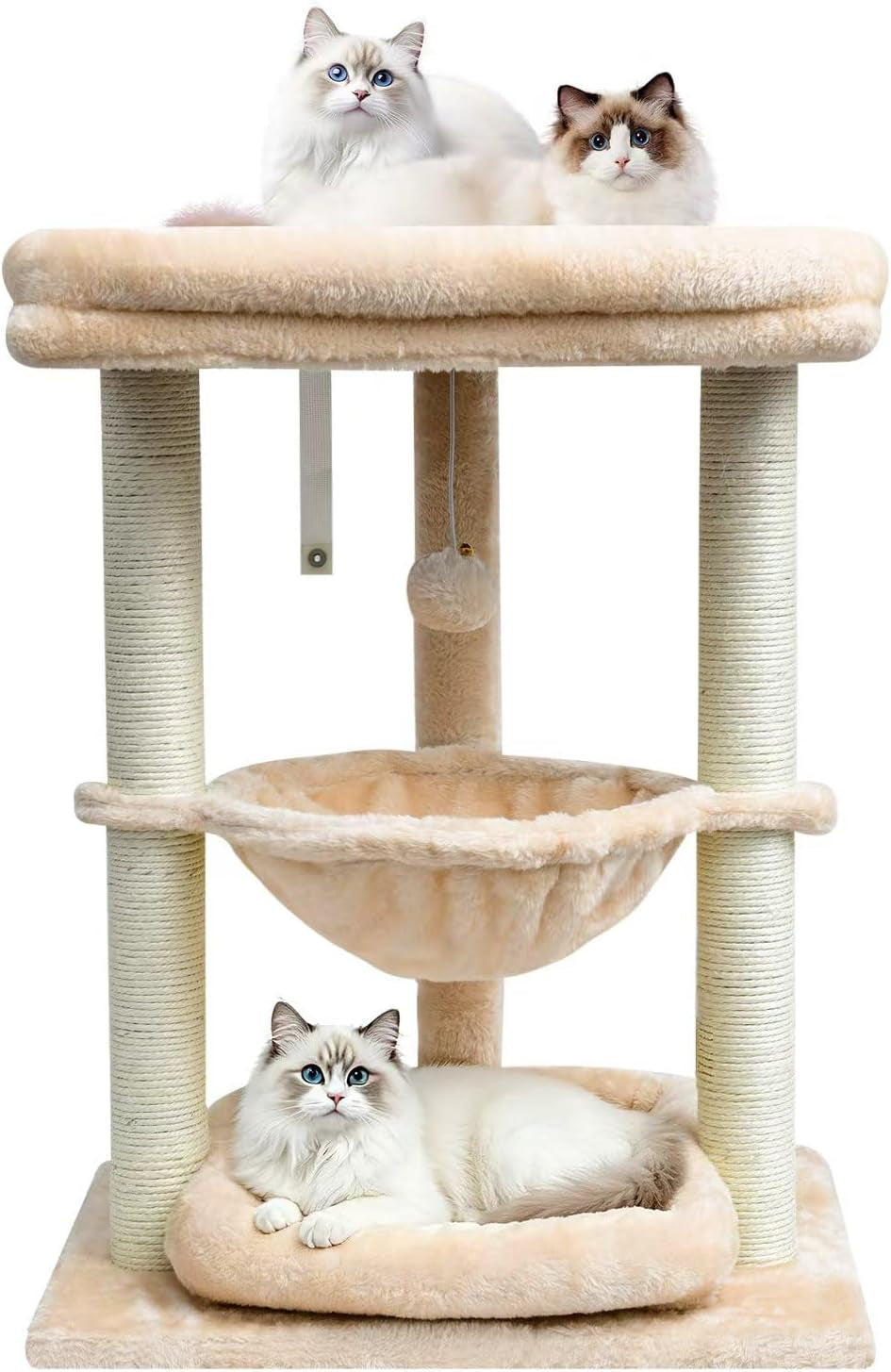 SYANDLVY Cat Tree for Indoor Large Cats with Top Perch Hammock & Bottom Bed